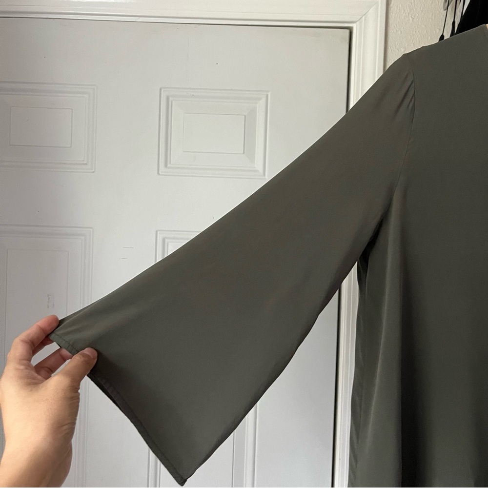 SCANLAN THEODORE olive army green silk blend long sleeve blouse - Picture 2 of 7